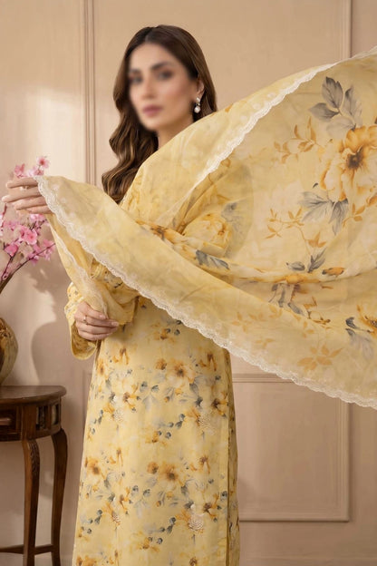 3 Piece - Embroidered Lawn - Tehzeeb 18501