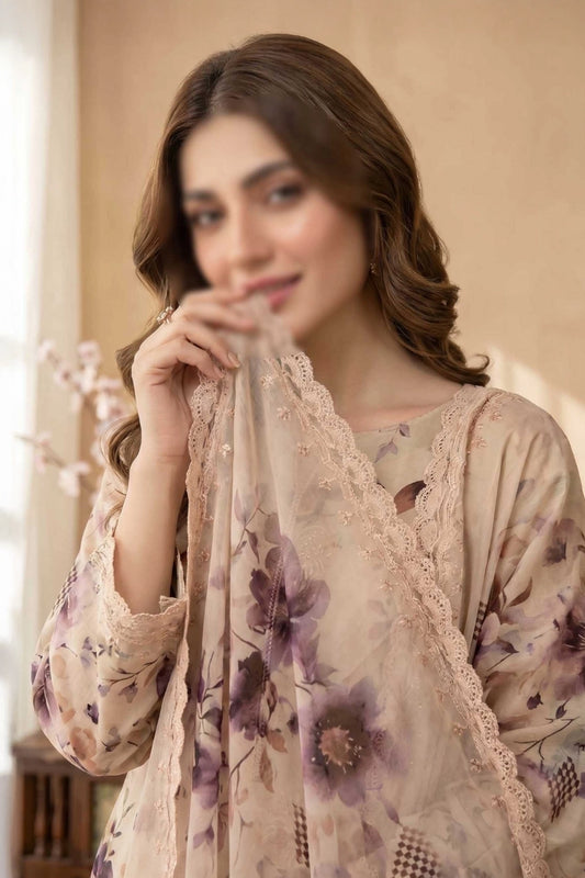 3 Piece - Embroidered Lawn - Tehzeeb 18510