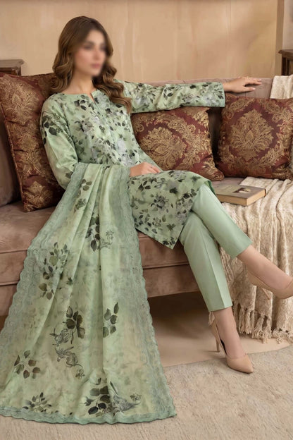 3 Piece - Embroidered Lawn - Tehzeeb 18502