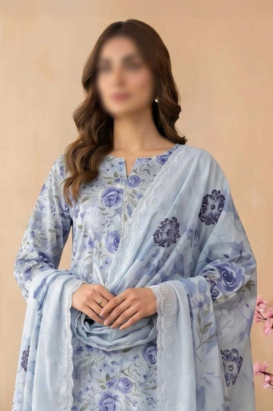3 Piece - Embroidered Lawn - Tehzeeb 18503
