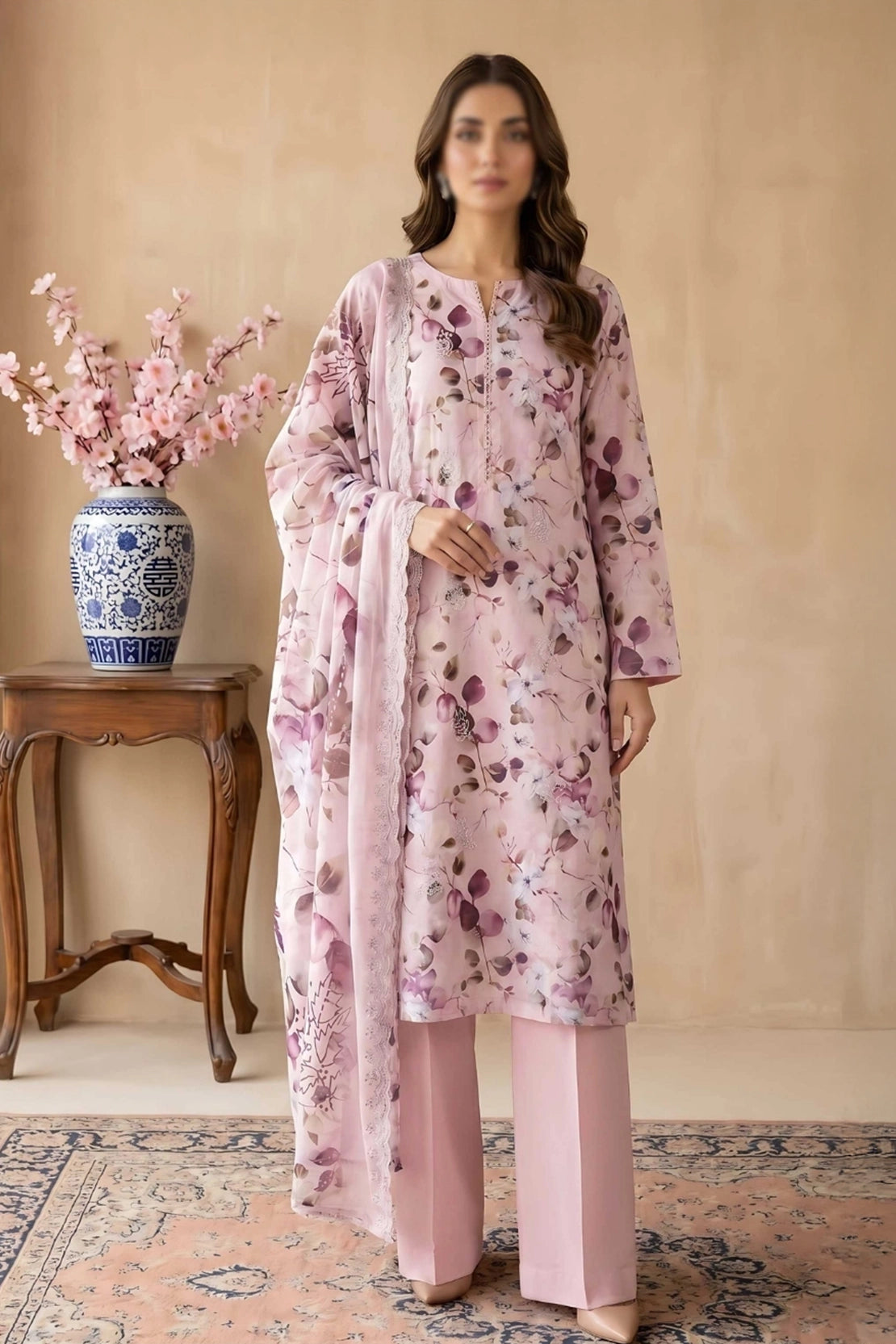 3 Piece - Embroidered Lawn - Tehzeeb 18504
