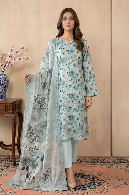 3 Piece - Embroidered Lawn - Tehzeeb 18505
