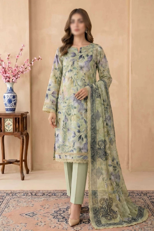 3 Piece - Embroidered Lawn - Tehzeeb 18506