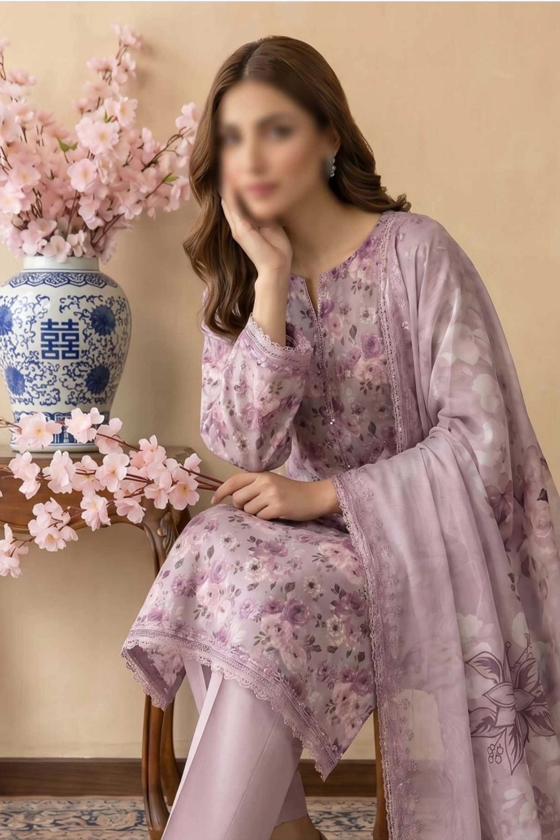 3 Piece - Embroidered Lawn - Tehzeeb 18507