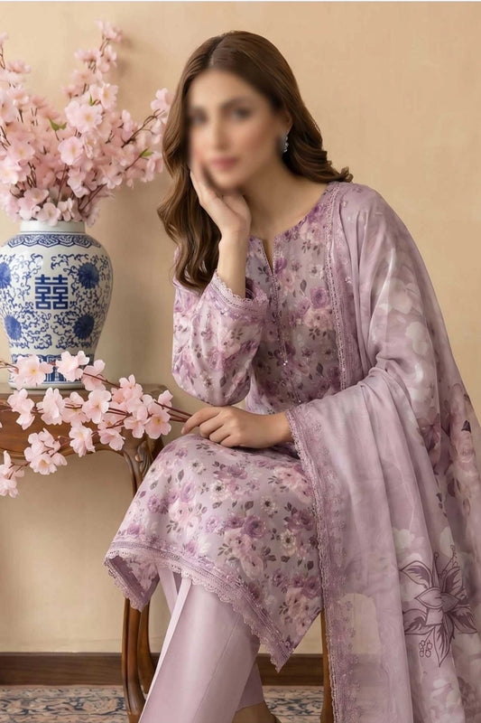 3 Piece - Embroidered Lawn - Tehzeeb 18507