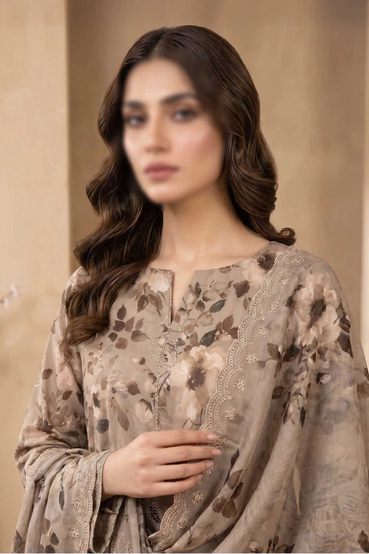 3 Piece - Embroidered Lawn - Tehzeeb 18508