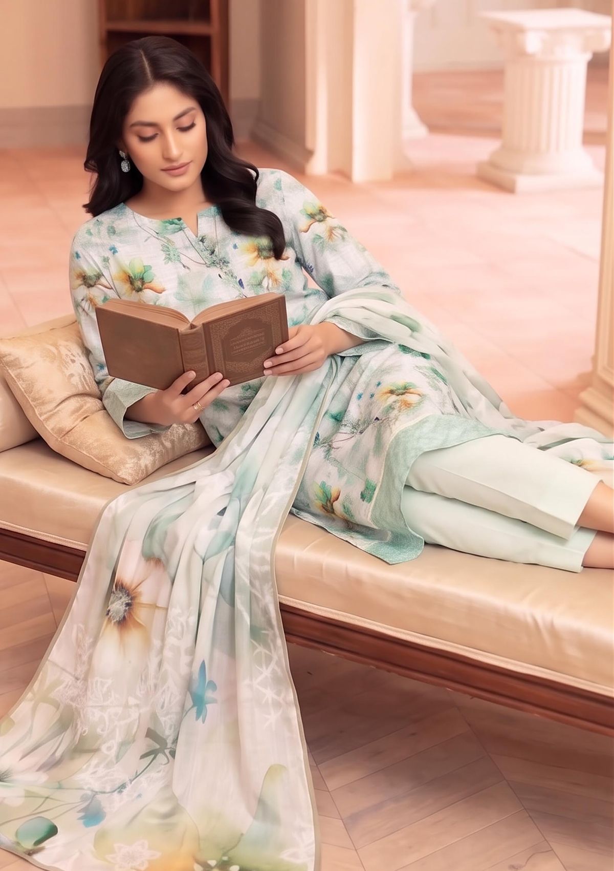 3 Piece - Embroidered Lawn - Fantak Raya V177 - 10